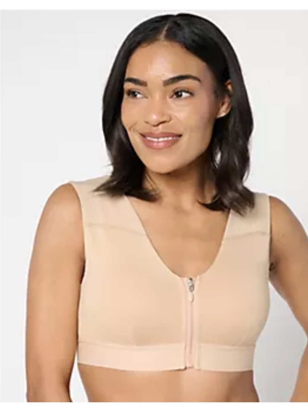 Tommie Copper Front Zip Up Shoulder Support Bra Beige size 2XL XXL Worn Once